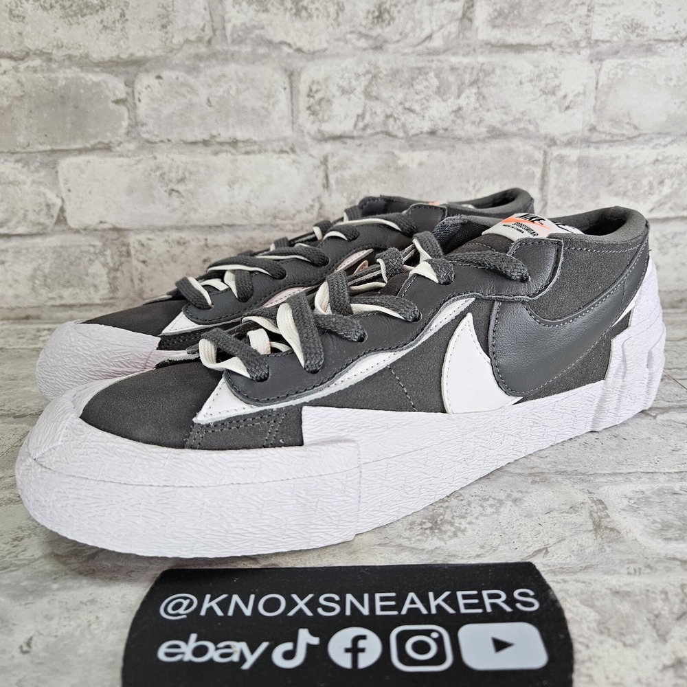 Nike Blazer Low x Sacai Iron Grey White Sneaker DD1877 002 Men's Size 13